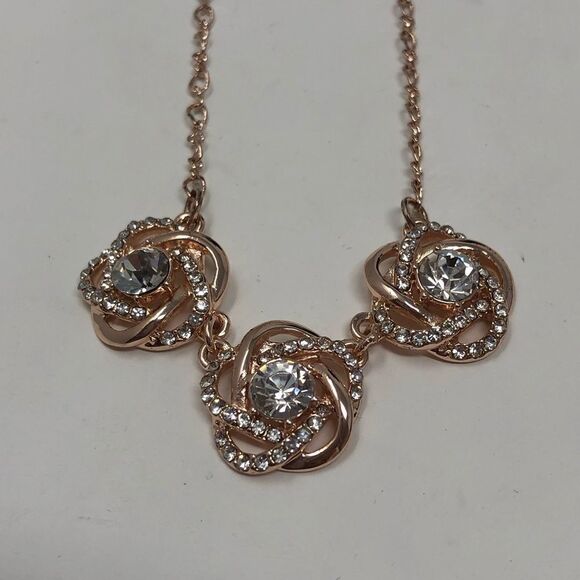 Charter Club Rose Tone Crystal Knot Necklace (E2) - Picture 6 of 7